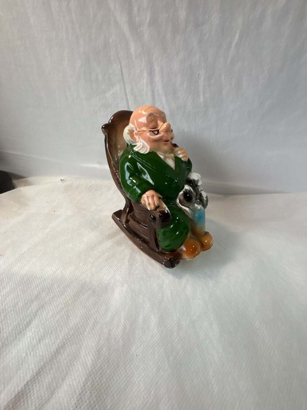 Vintage Royal Crown Hand Painted Retirement Fund Rocking Chair Piggy Bank